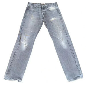 Levi's Vintage Red Tab Distressed Dirty Grunge Gray 501 Jeans Men's 32x32 Button